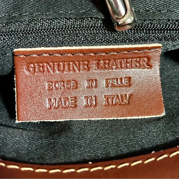 Gently Used VERA PELLE Brown Leather Crossbody. - Picture 6 of 7